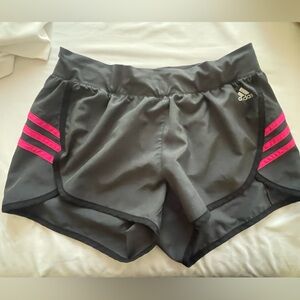 adidas Women's Black Athletic Shorts with Pink Stripes